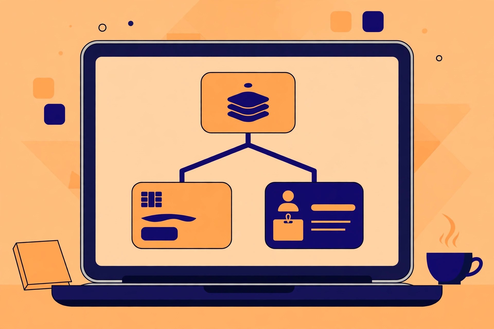 Class hierarchy diagram: a parent class with bank Account and Employee classes below it