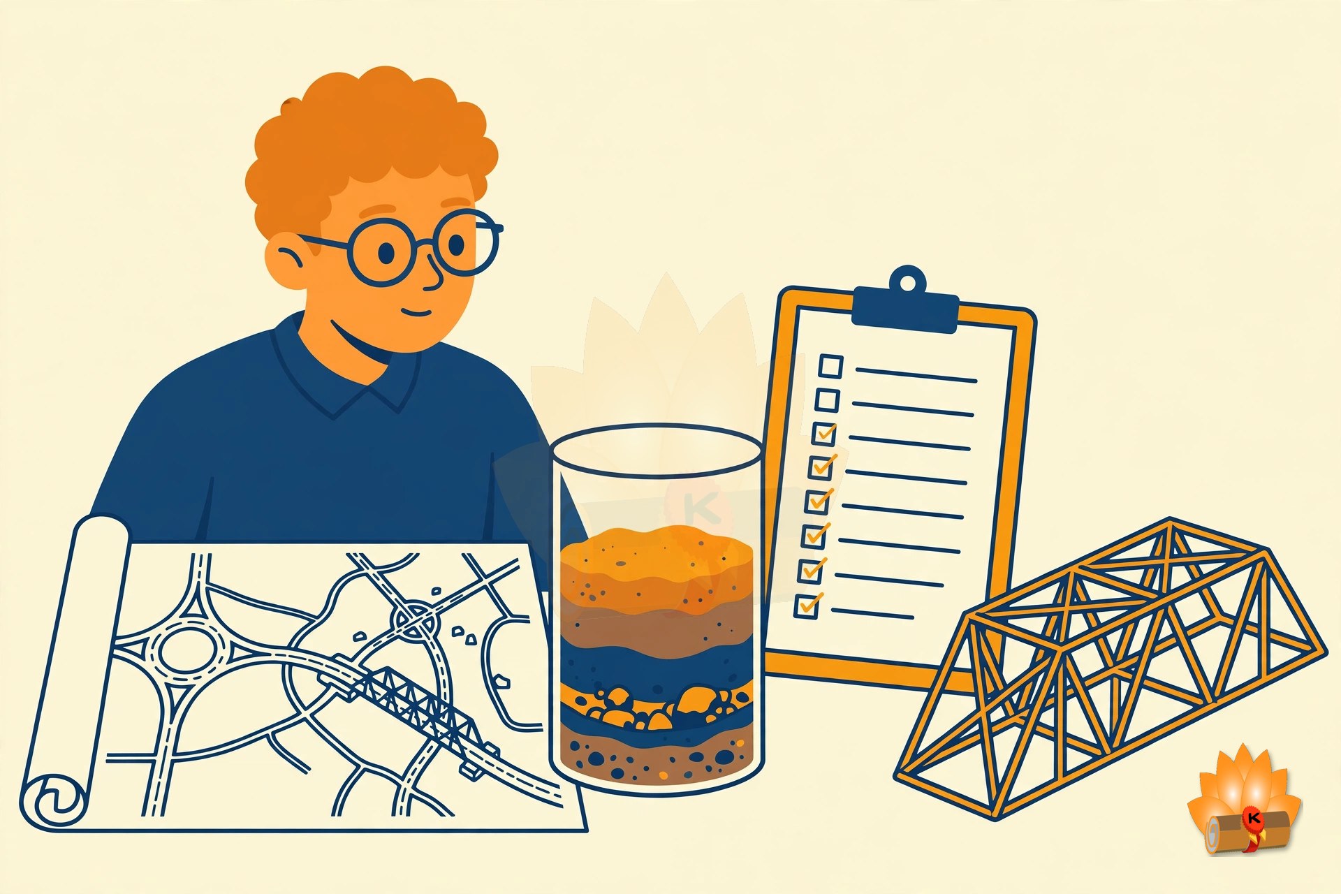 A civil engineering diploma student studying transportation, geotechnical engineering, estimating and steel structures