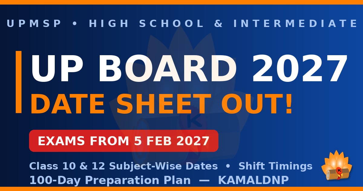 UP Board Date Sheet 2027: Class 10 and 12 Subject-Wise Dates + 100-Day Preparation Plan