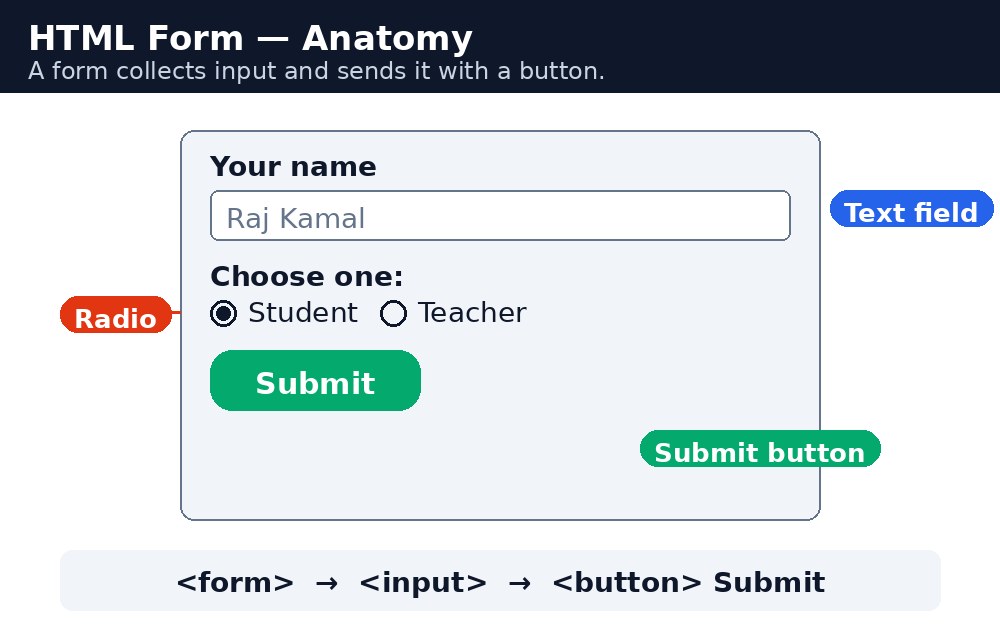 Diagram: HTML form के हिस्से