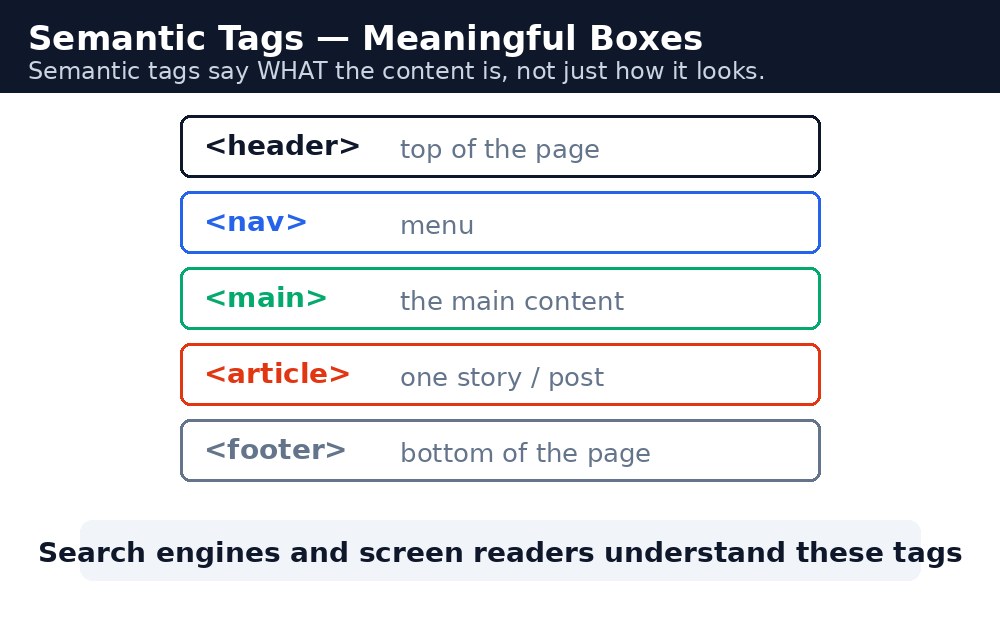 Infographic: semantic HTML tags