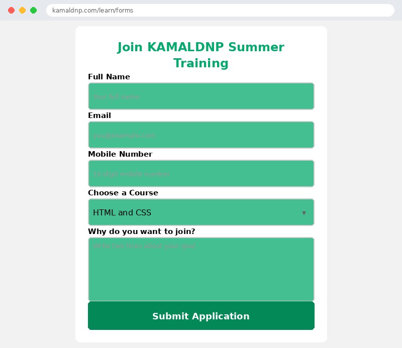 Output of CSS Forms