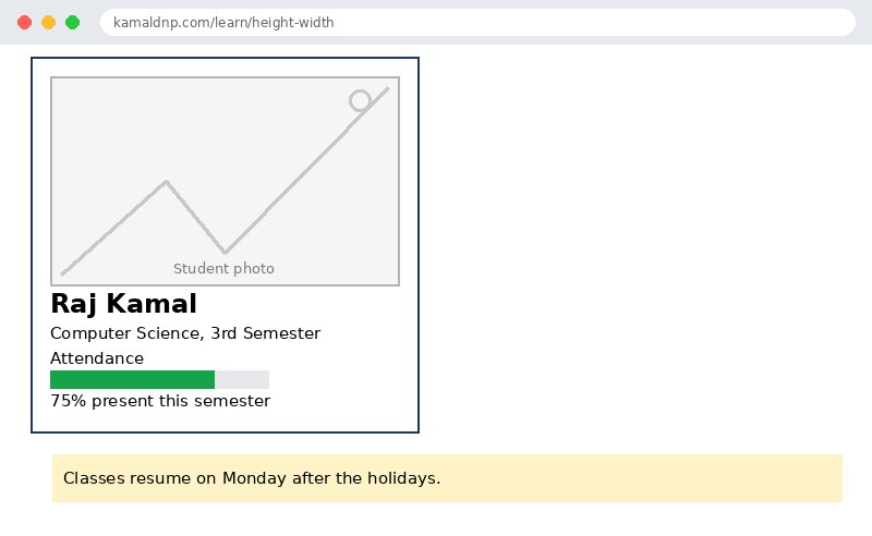 Output of CSS Height and Width