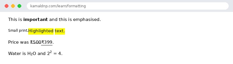 Output of HTML Formatting