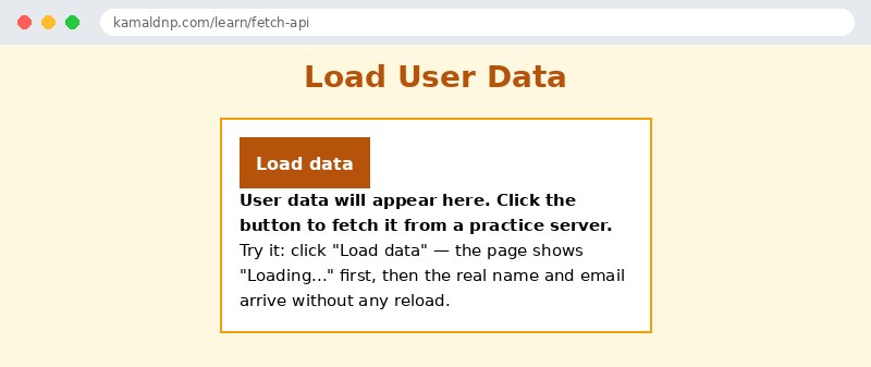 Output of JavaScript Fetch API Tutorial — fetch() with Examples