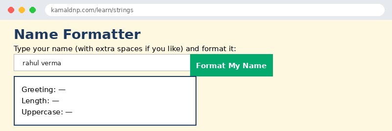 Output of JavaScript Strings